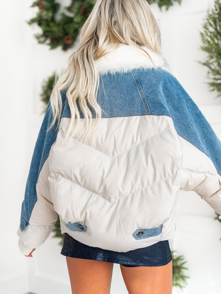 Warm With You Denim Puffer Jacket