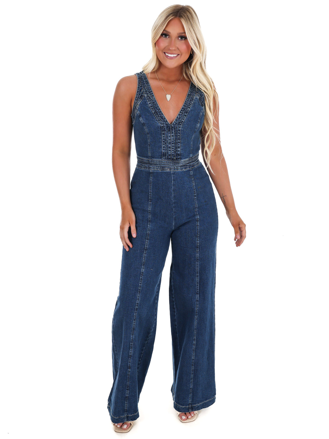 Someone Like You V-Neck Denim Jumpsuit
