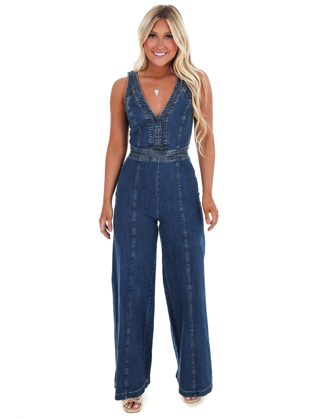 Someone Like You V-Neck Denim Jumpsuit