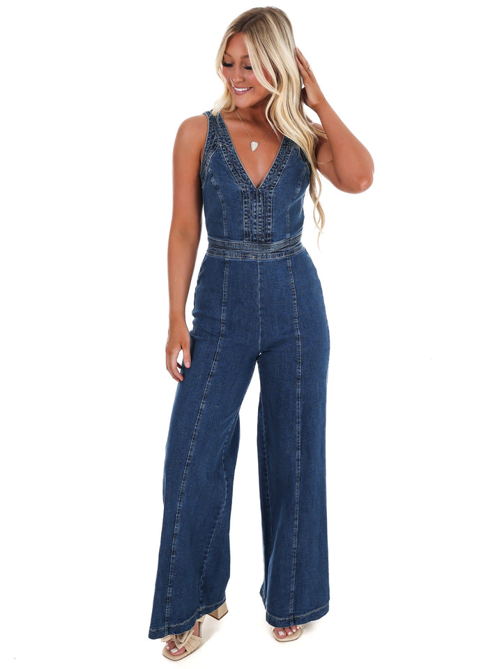 Someone Like You V-Neck Denim Jumpsuit