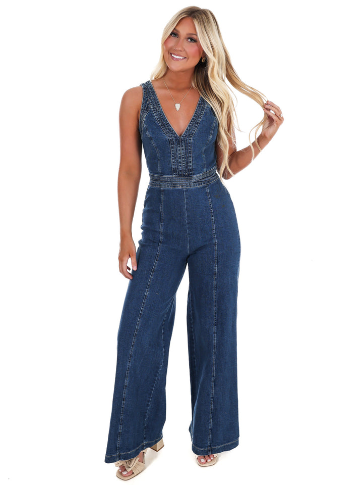 Someone Like You V-Neck Denim Jumpsuit