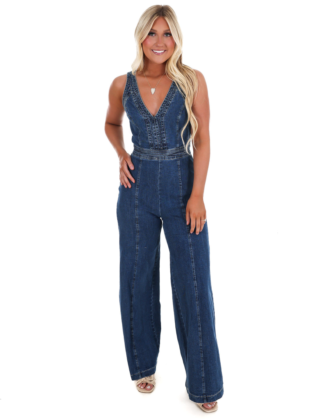 Someone Like You V-Neck Denim Jumpsuit