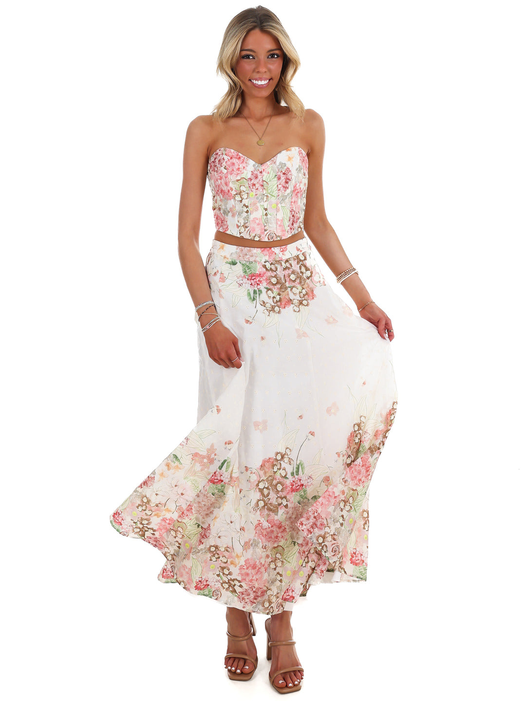 Springtime Floral Maxi Skirt Set