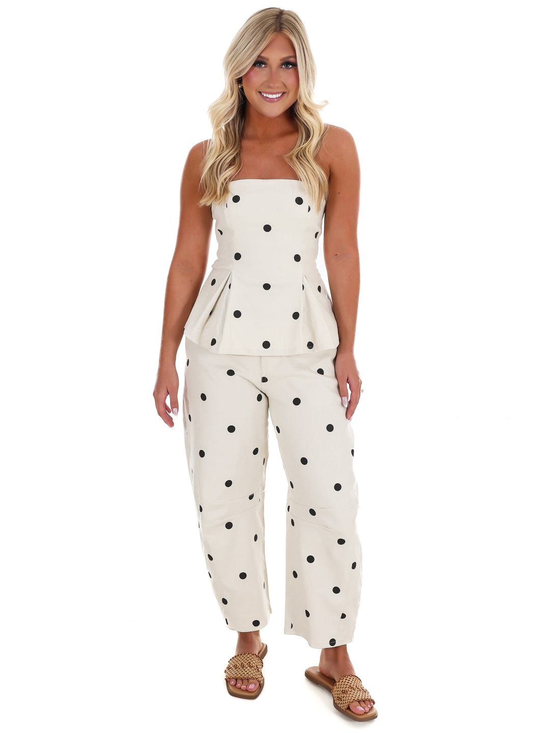 Polished Play Denim Polka Dot Two Piece Set