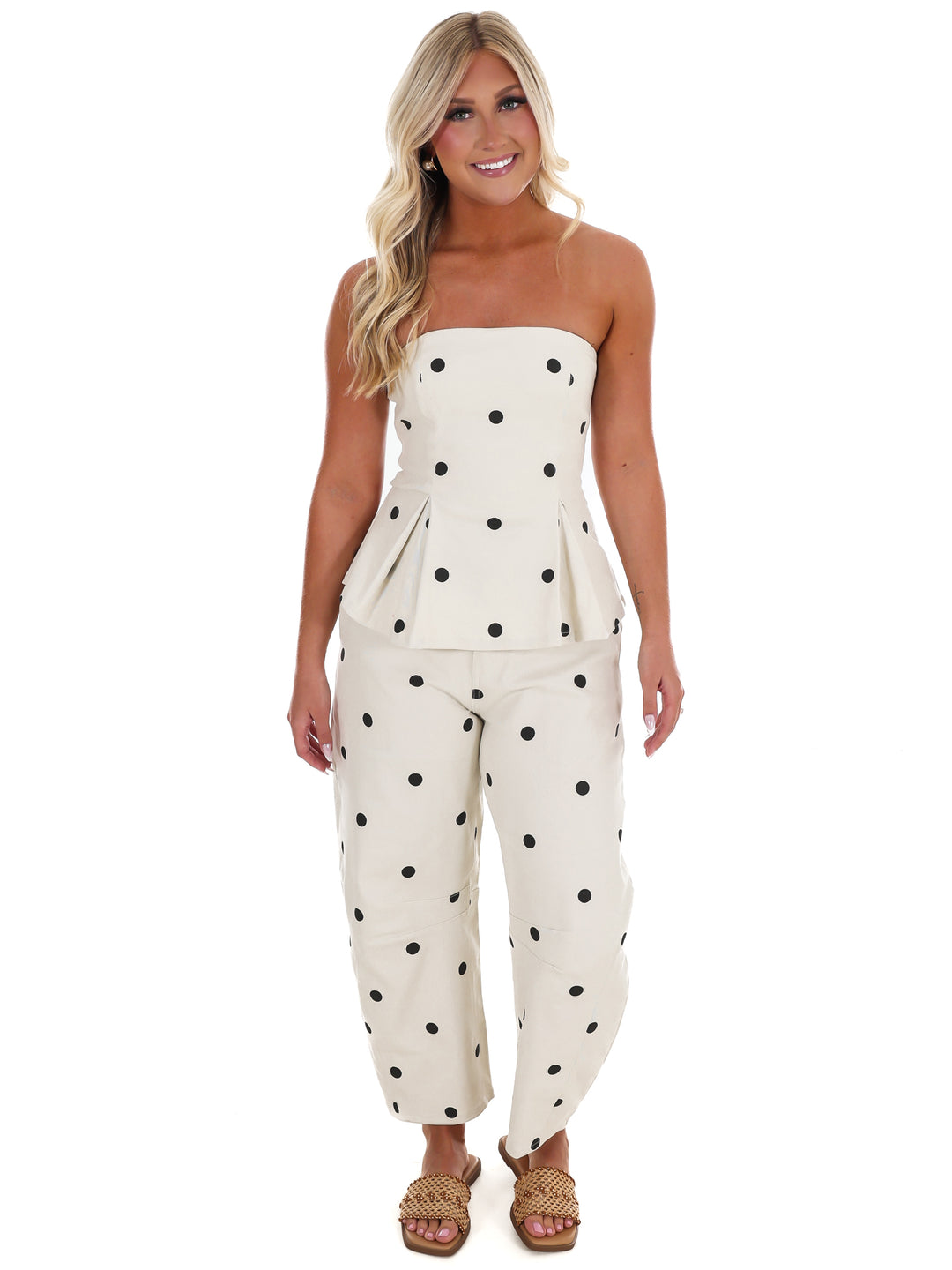Polished Play Denim Polka Dot Two Piece Set