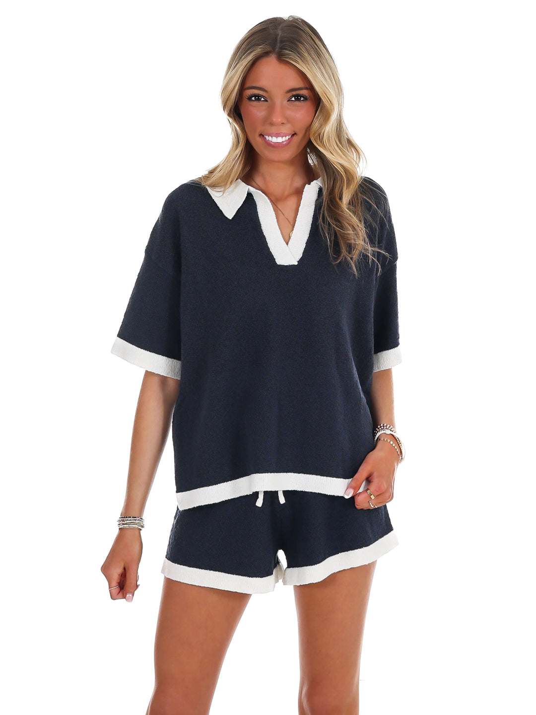 Contrast Trim Knit Two Piece Set