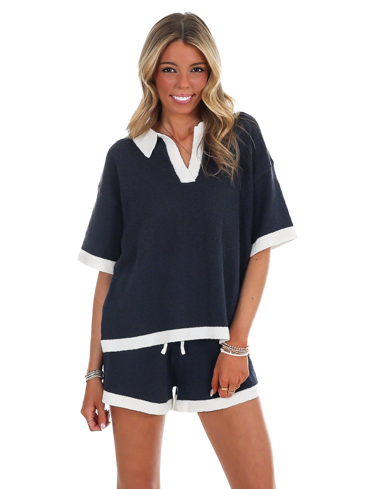 Contrast Trim Knit Two Piece Set