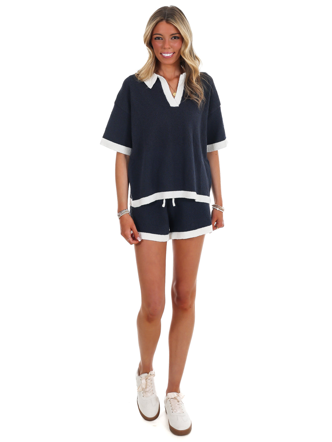 Contrast Trim Knit Two Piece Set