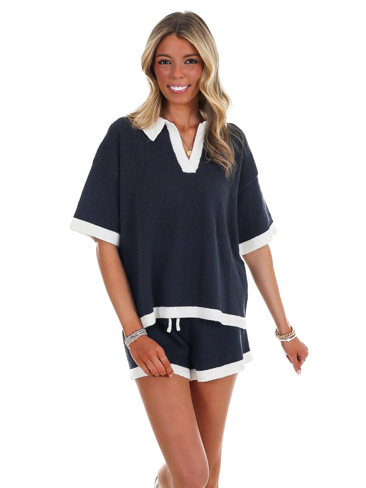 Contrast Trim Knit Two Piece Set