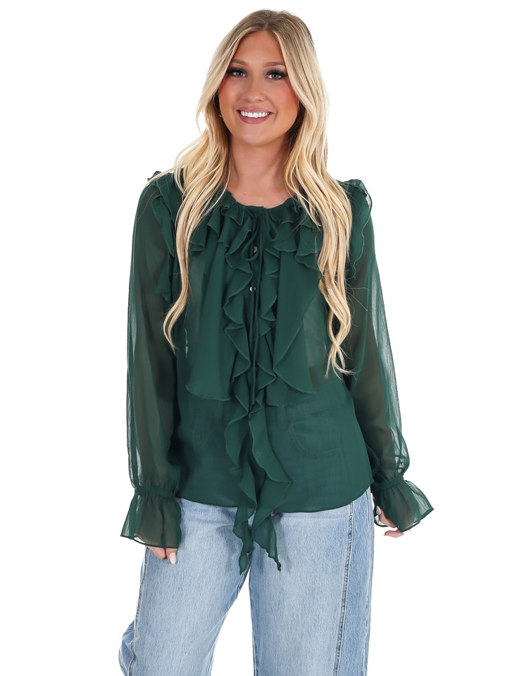Peaceful Easy Feeling Chiffon Ruffle Top