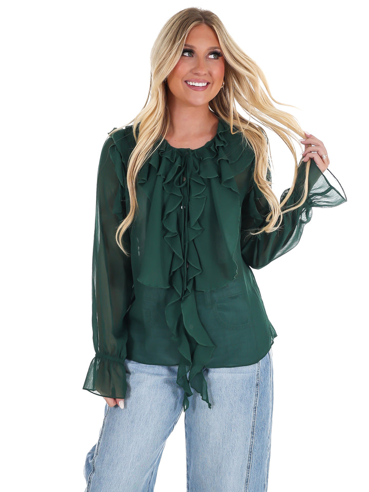 Peaceful Easy Feeling Chiffon Ruffle Top