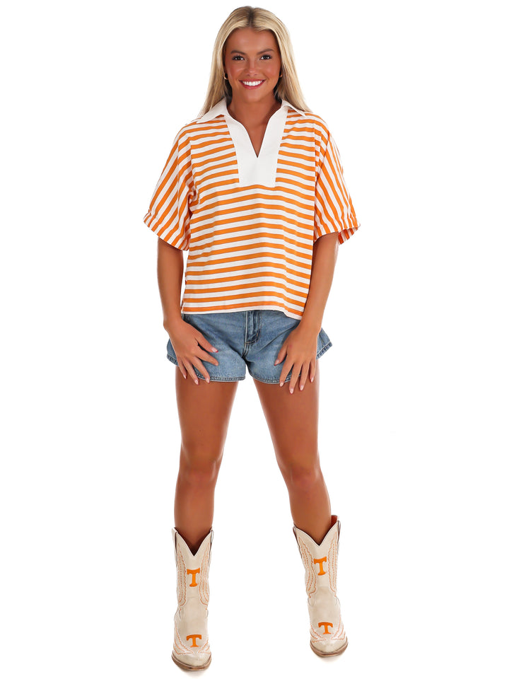 Home Crowd Stripe Collar Top