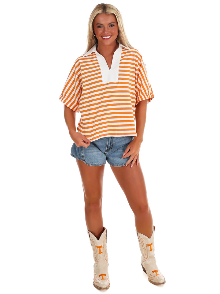 Home Crowd Stripe Collar Top