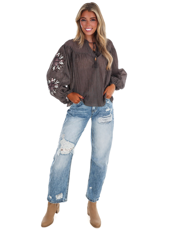 Botanical Bloom Crinkle Top