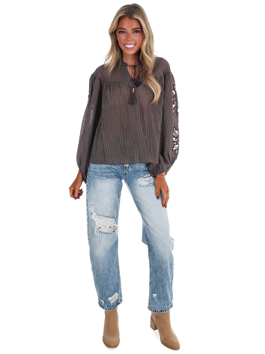 Botanical Bloom Crinkle Top