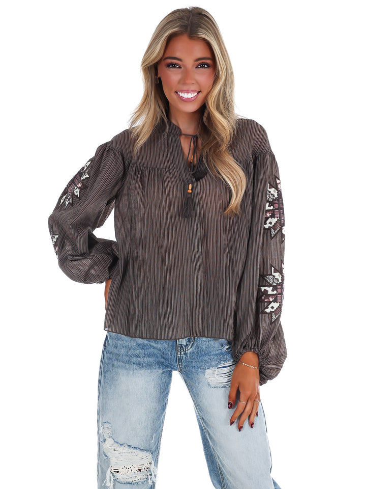 Botanical Bloom Crinkle Top