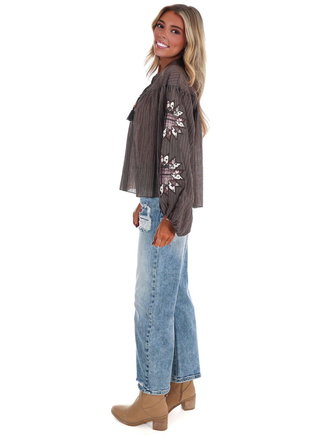 Botanical Bloom Crinkle Top