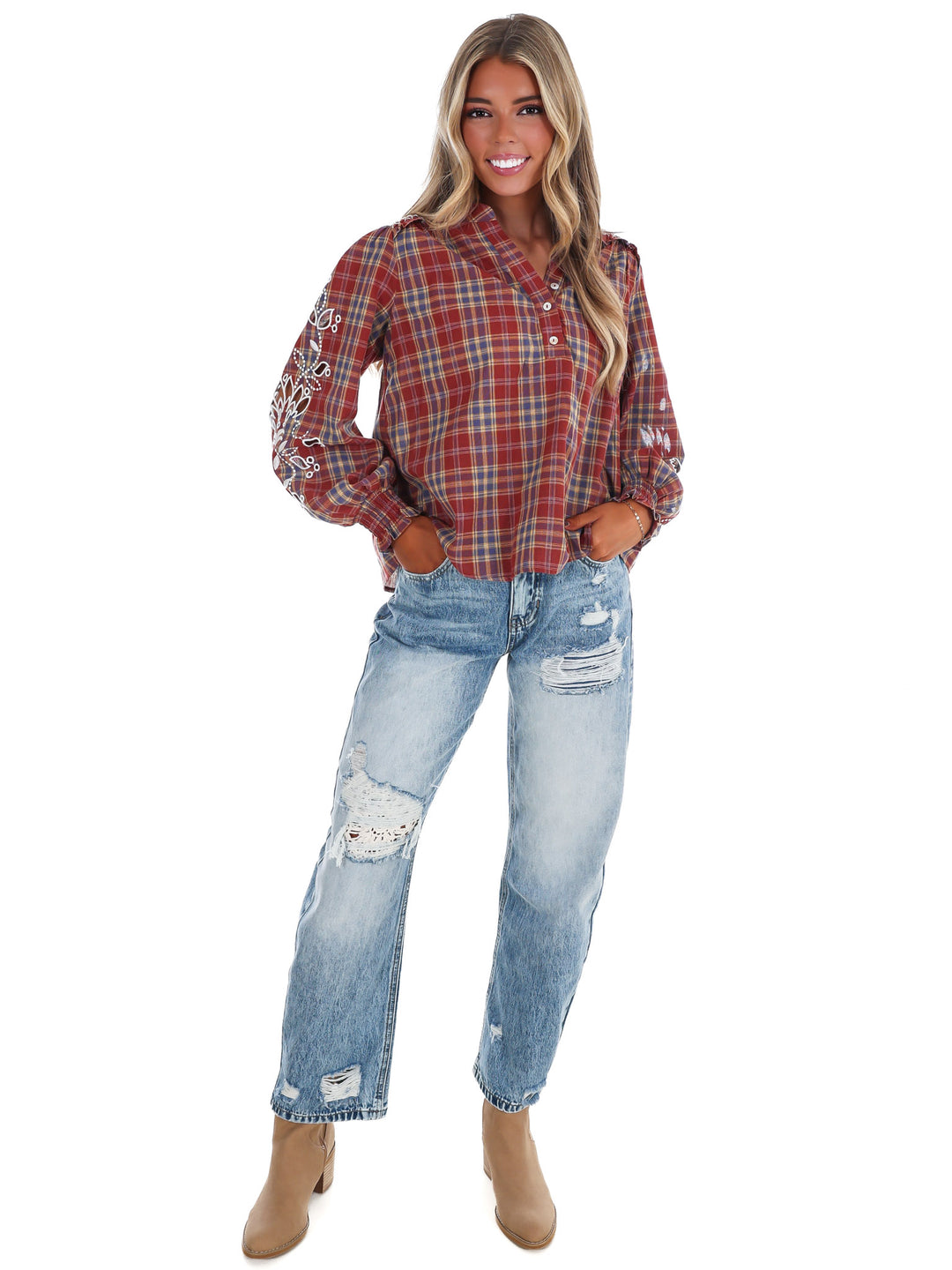 Fall Foilage Plaid Top