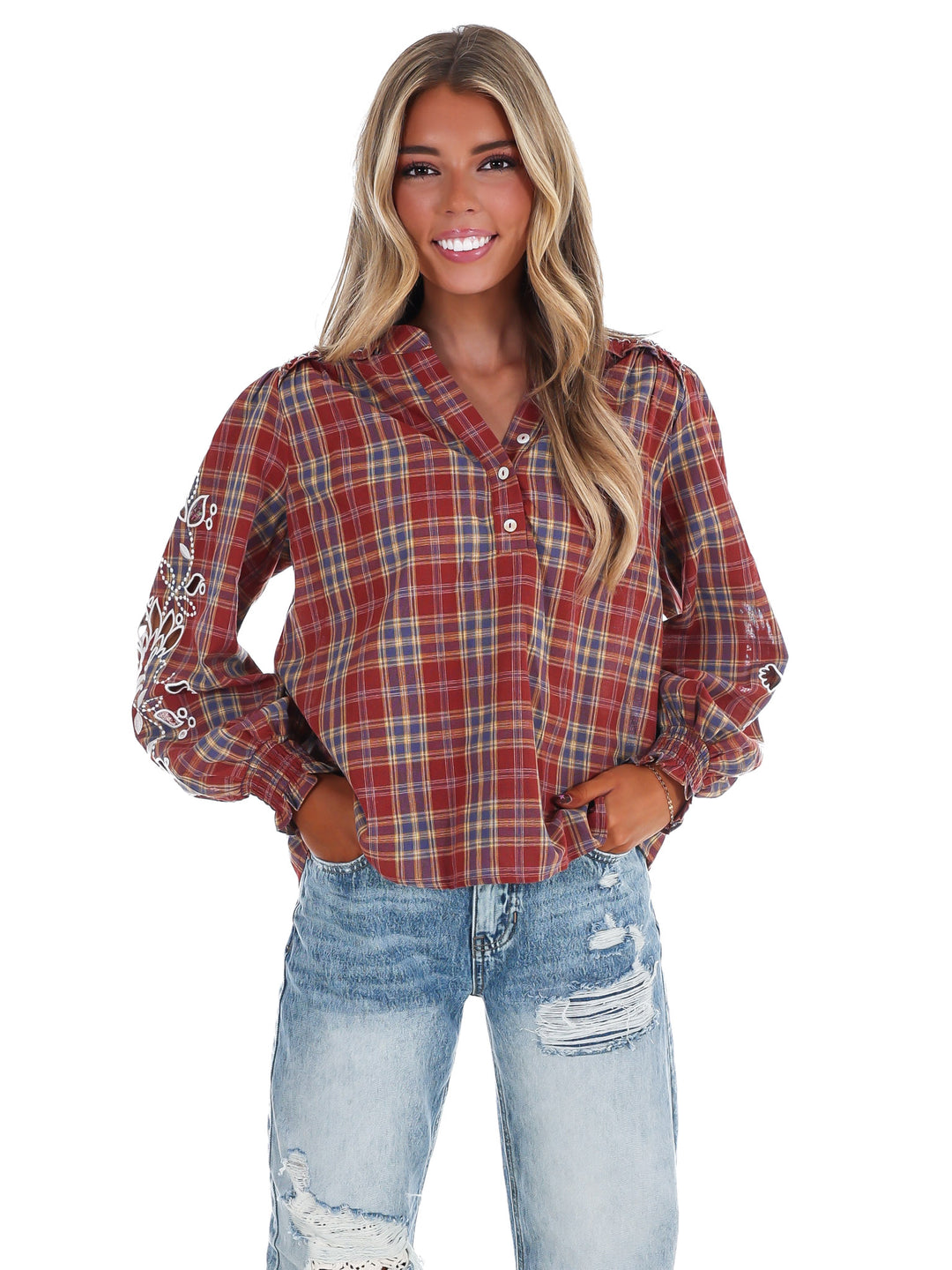 Fall Foilage Plaid Top