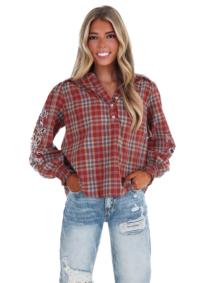 Fall Foilage Plaid Top