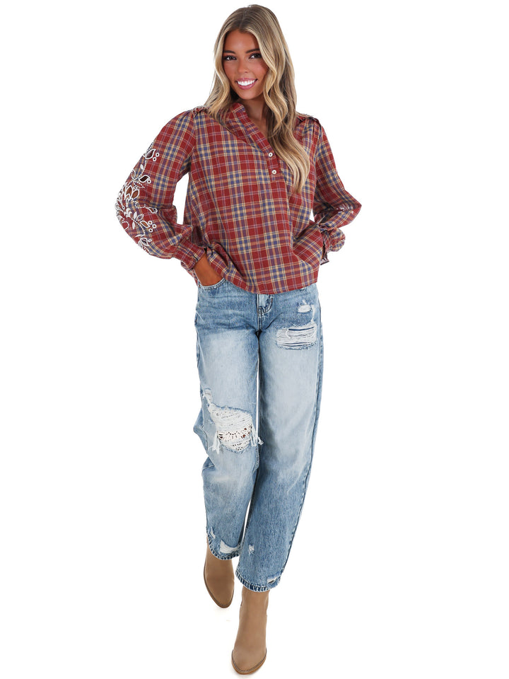 Fall Foilage Plaid Top