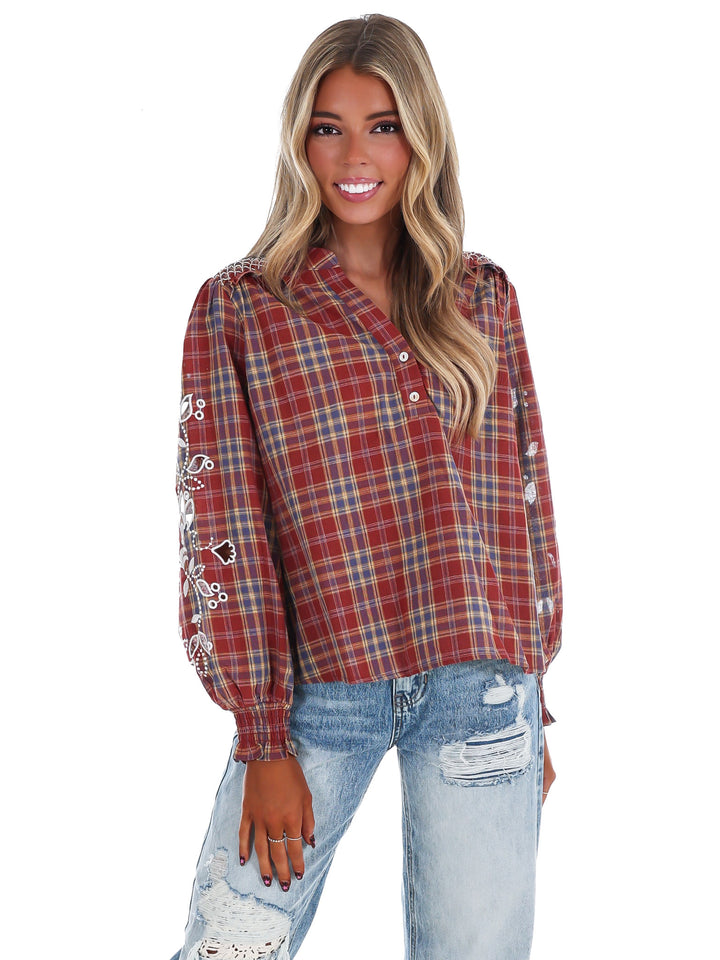 Fall Foilage Plaid Top