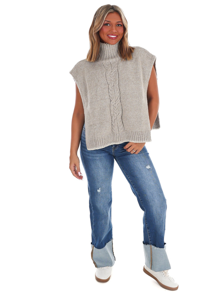 Cabin Comfort Cable Knit Poncho Sweater