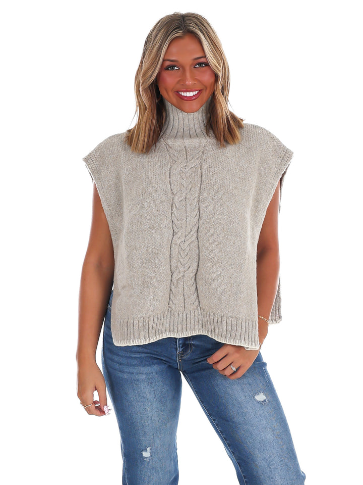 Cabin Comfort Cable Knit Poncho Sweater