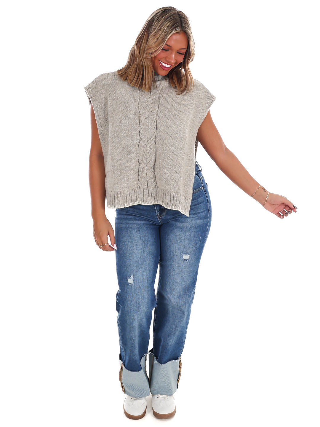 Cabin Comfort Cable Knit Poncho Sweater