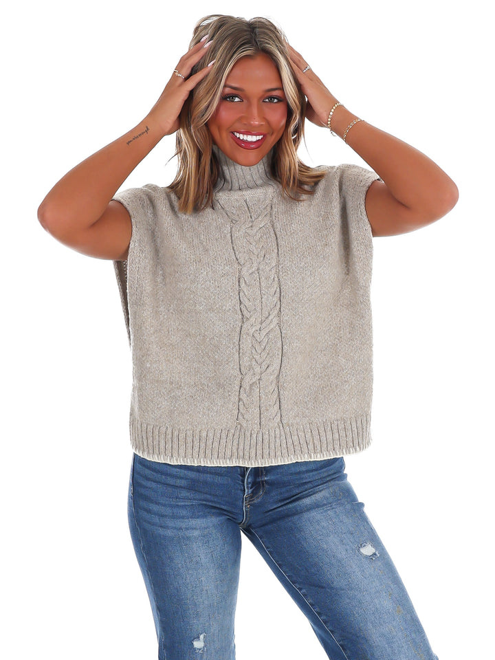 Cabin Comfort Cable Knit Poncho Sweater
