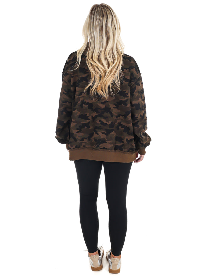 Camo Mock Neck Sweatshirt