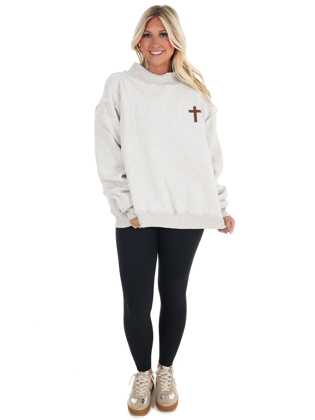 Cross & Jesus Saves Reversible Mock Neck Sweatshirt