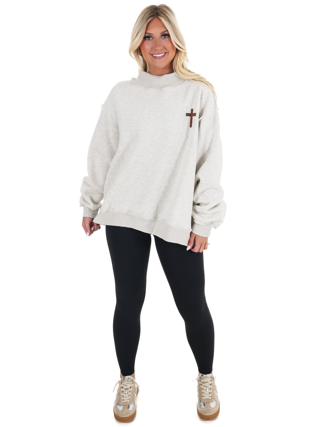 Cross & Jesus Saves Reversible Mock Neck Sweatshirt