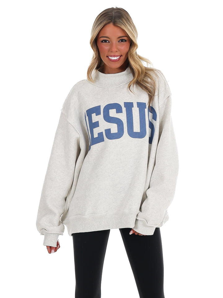 Jesus & God is Good Reversible Mock Neck Sweatshirt
