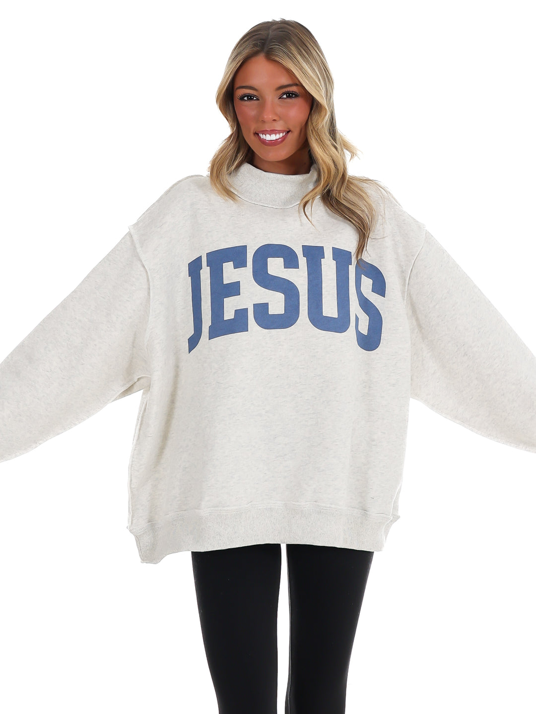 Jesus & God is Good Reversible Mock Neck Sweatshirt
