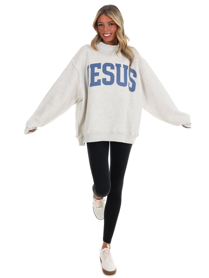 Jesus & God is Good Reversible Mock Neck Sweatshirt