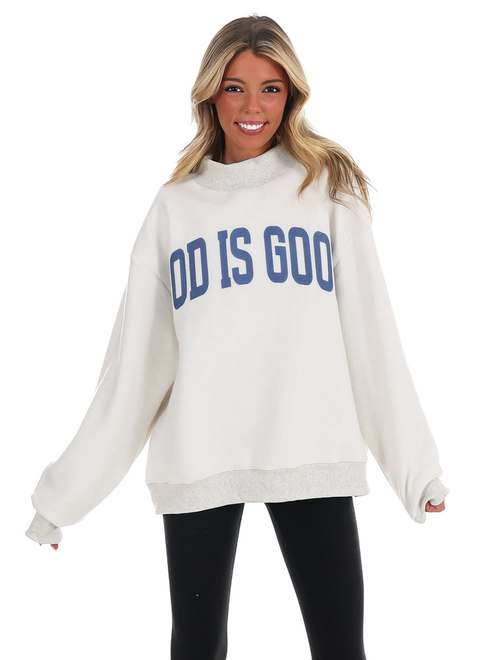 Jesus & God is Good Reversible Mock Neck Sweatshirt
