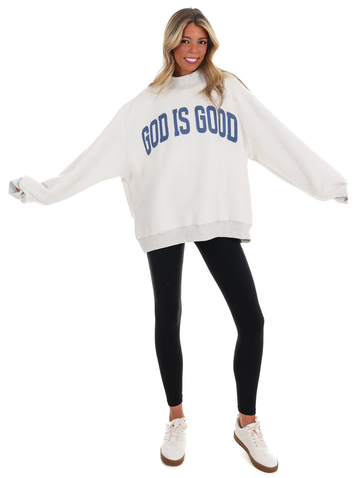 Jesus & God is Good Reversible Mock Neck Sweatshirt