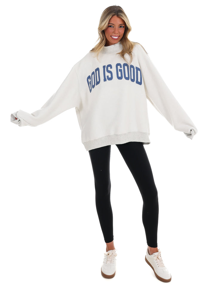 Jesus & God is Good Reversible Mock Neck Sweatshirt