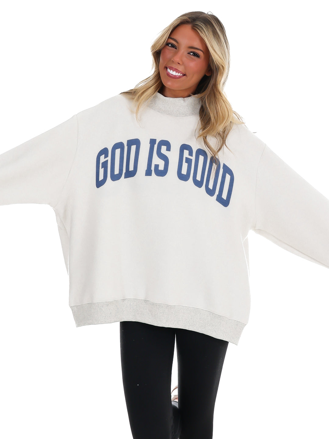 Jesus & God is Good Reversible Mock Neck Sweatshirt
