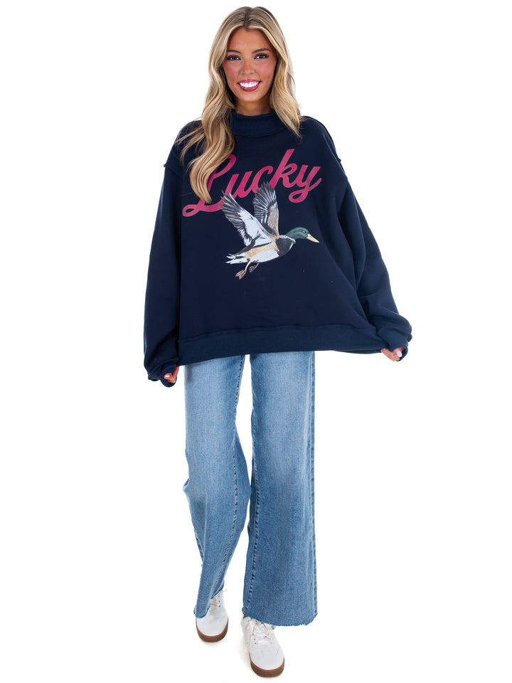 Lucky &amp; Mallard Reversible Mock Neck Sweatshirt