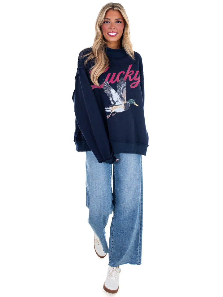 Lucky &amp; Mallard Reversible Mock Neck Sweatshirt