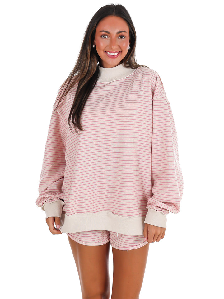 Keep Forever Stripe Mock Neck Sweatshirt