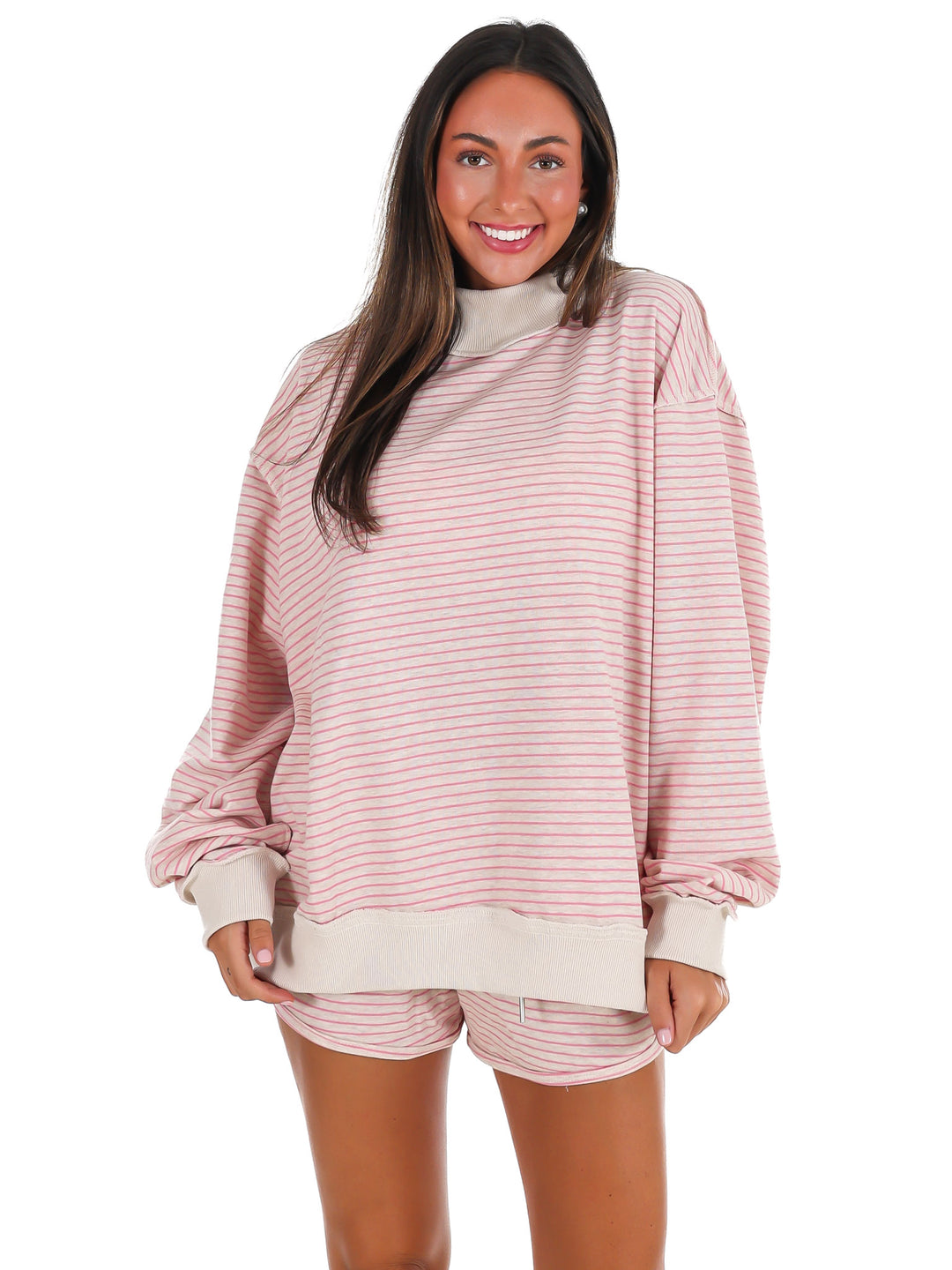 Keep Forever Stripe Mock Neck Sweatshirt