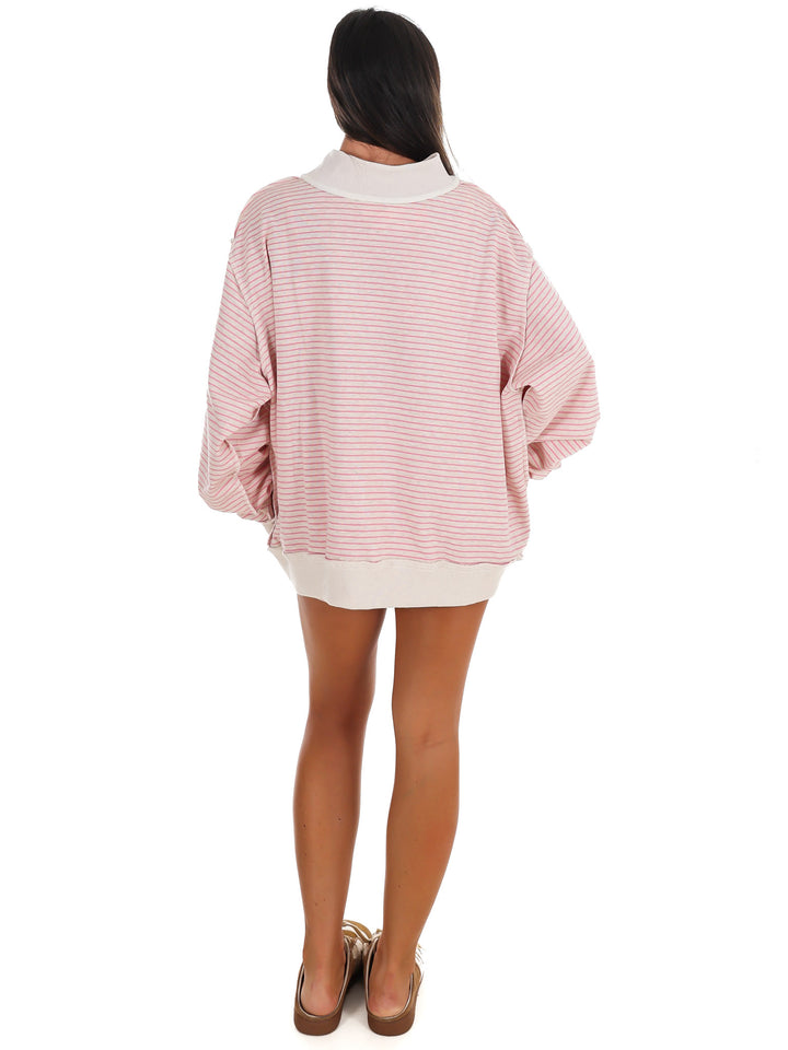 Keep Forever Stripe Mock Neck Sweatshirt