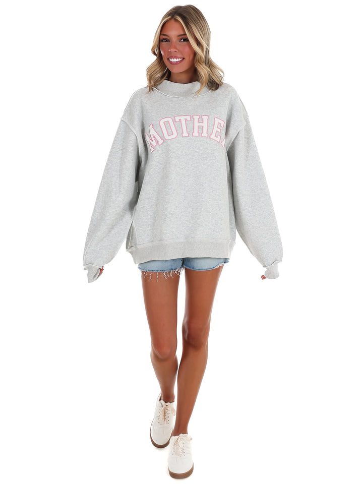Mother Embroidered Mock Neck Sweatshirt