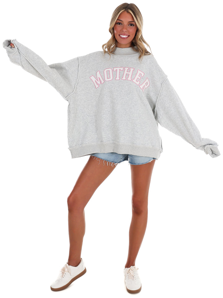 Mother Embroidered Mock Neck Sweatshirt