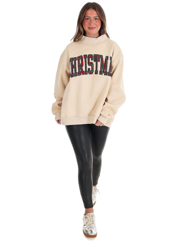Christmas Plaid Mock Neck Sweatshirt