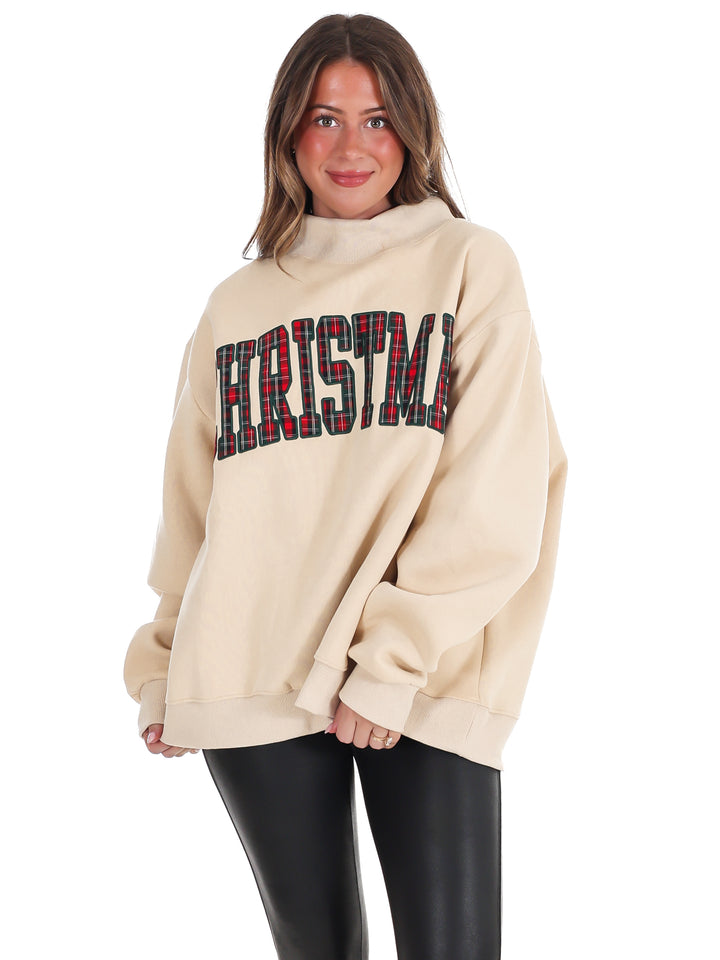 Christmas Plaid Mock Neck Sweatshirt