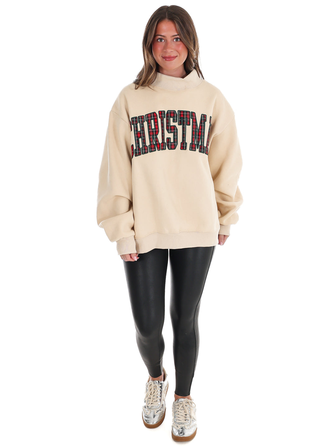 Christmas Plaid Mock Neck Sweatshirt